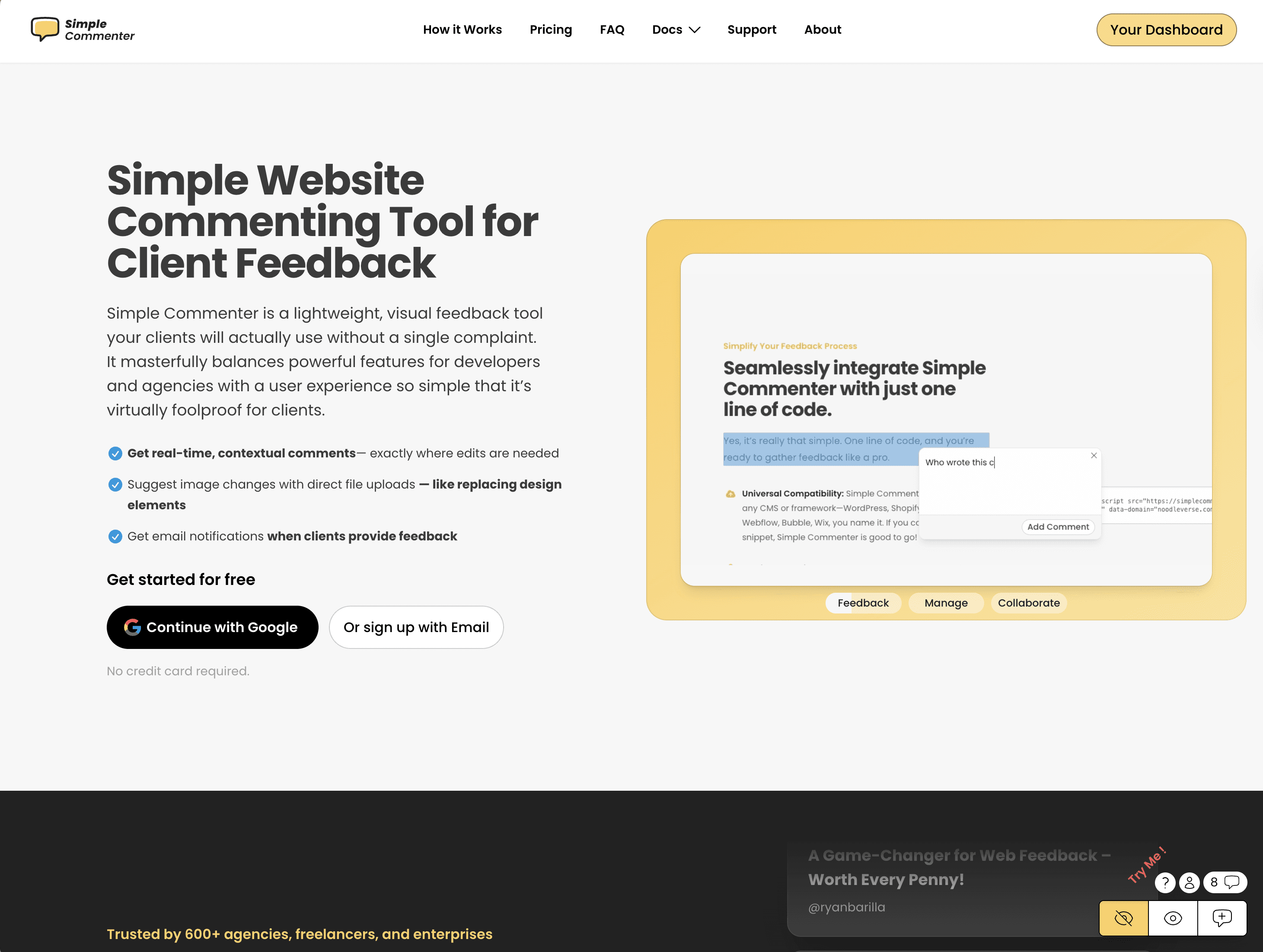 Simple Commenter - SaaS feedback collection web application
